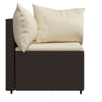 Garten-Ecksofas mit Kissen 2 Stk. Braun Poly Rattan