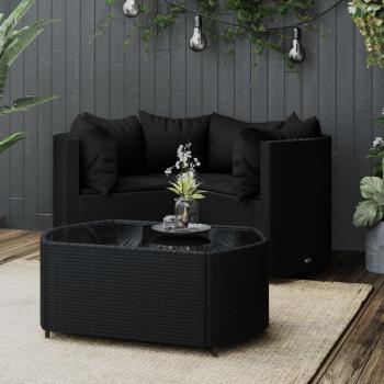 ARDEBO.de - 4-tlg. Garten-Lounge-Set mit Kissen Schwarz Poly Rattan