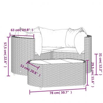 4-tlg. Garten-Lounge-Set mit Kissen Schwarz Poly Rattan