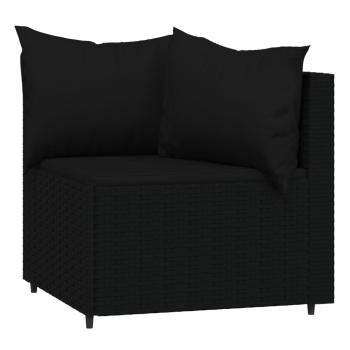 4-tlg. Garten-Lounge-Set mit Kissen Schwarz Poly Rattan