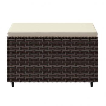 Gartenhocker mit Kissen Braun Poly Rattan