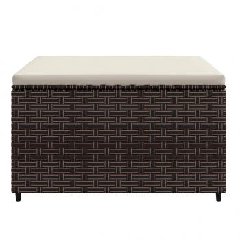 Gartenhocker mit Kissen Braun Poly Rattan