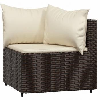 3-tlg. Garten-Lounge-Set mit Kissen Braun Poly Rattan