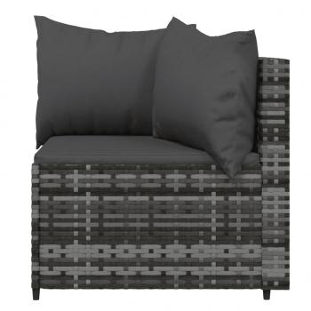 Garten-Ecksofas mit Kissen 2 Stk. Grau Poly Rattan