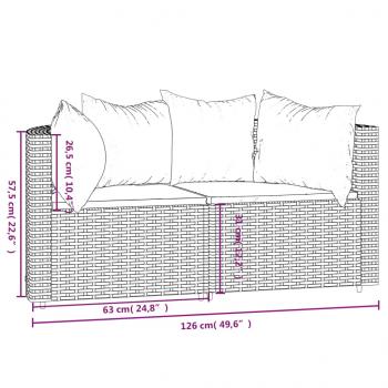 Garten-Ecksofas mit Kissen 2 Stk. Grau Poly Rattan