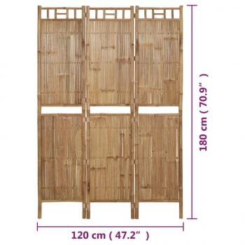 3-tlg. Raumteiler Bambus 120x180 cm