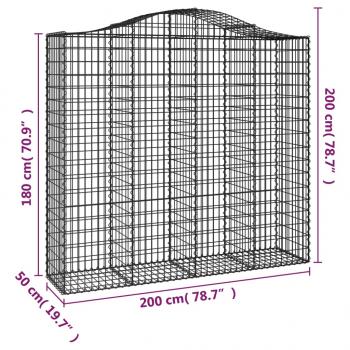 Gabionen mit Hochbogen 6 Stk. 200x50x180/200cm Verzinktes Eisen