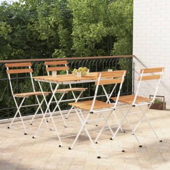 ARDEBO.de - 5-tlg. Bistro-Set Klappbar Massivholz Akazie und Stahl