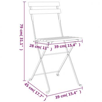 5-tlg. Bistro-Set Klappbar Massivholz Akazie und Stahl