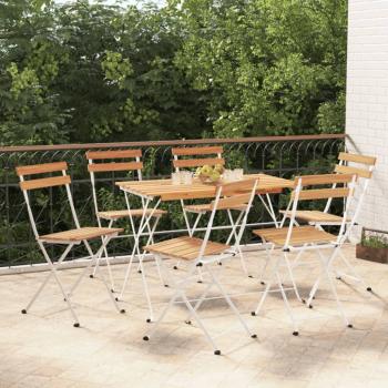 ARDEBO.de - 7-tlg. Bistro-Set Klappbar Massivholz Akazie und Stahl