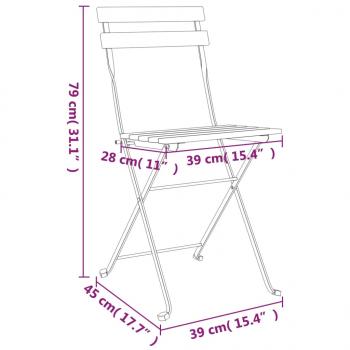 7-tlg. Bistro-Set Klappbar Massivholz Akazie und Stahl