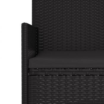 6-tlg. Garten-Lounge-Set mit Kissen Schwarz Poly Rattan