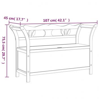 Sitzbank Schwarz 107x45x75,5 cm Massivholz Tanne