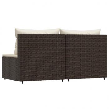 Garten-Mittelsofas mit Kissen 2 Stk. Braun Poly Rattan