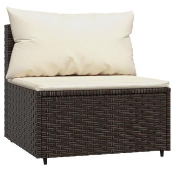 Garten-Mittelsofas mit Kissen 2 Stk. Braun Poly Rattan