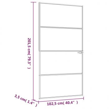 Innentür Schwarz 102x201,5 cm Hartglas & Aluminium Schlank