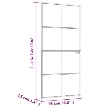 Innentür Schwarz 93x201,5 cm Hartglas & Aluminium Schlank