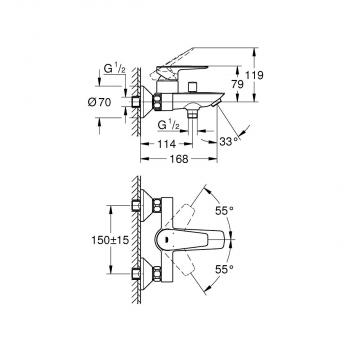 GROHE Start Edge Einhand-Wannenbatterie, 1/2", chrom (24198001)