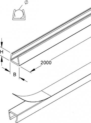 Kleinhuis LC57 LC-Minikanal für 1 Leitung, 7,5x9,5x2000 mm, PVC-hart, transparent