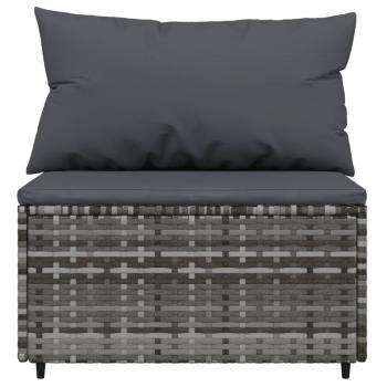 Garten-Mittelsofas mit Kissen 2 Stk. Grau Poly Rattan