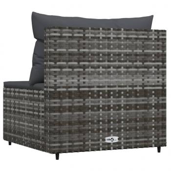 Garten-Mittelsofa mit Kissen Grau Poly Rattan