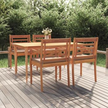 ARDEBO.de - 5-tlg. Garten-Essgruppe mit Kissen Massivholz Teak