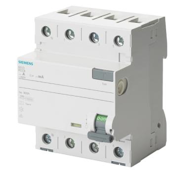 Siemens FI-Schutzschalter, 4-polig, Typ A, In: 40 A, 30 mA, Un AC: 400 V