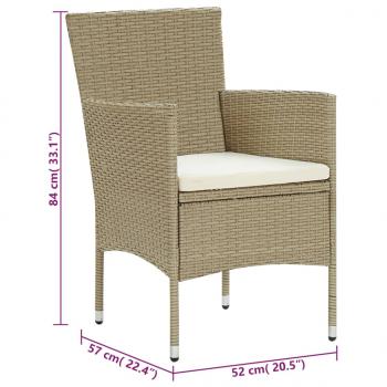 11-tlg. Garten-Essgruppe Poly Rattan Beige