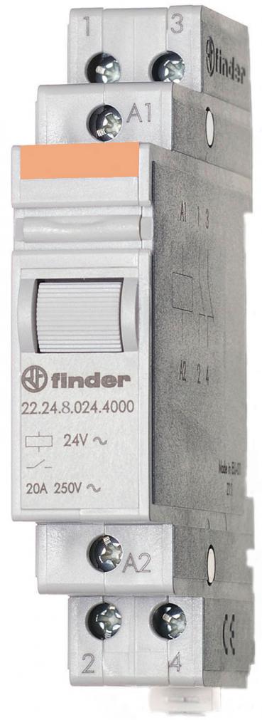 Finder Installationsrelais für Reiheneinbau, 2 Öffner 20 A, Prüftaste, für 230 V AC