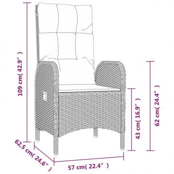 7-tlg. Garten-Essgruppe mit Kissen Schwarz Poly Rattan