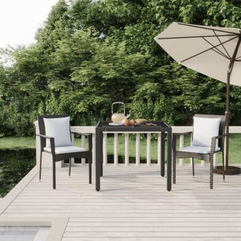 ARDEBO.de - 3-tlg. Garten-Essgruppe mit Kissen Schwarz Poly Rattan