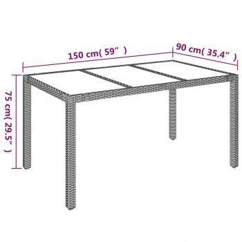 7-tlg. Garten-Essgruppe mit Kissen Schwarz Poly Rattan