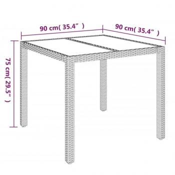 3-tlg. Garten-Essgruppe mit Kissen Grau Poly Rattan