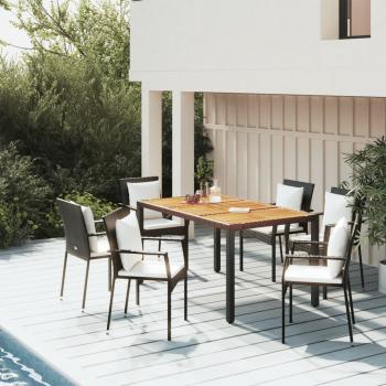 ARDEBO.de - 5-tlg. Garten-Essgruppe mit Kissen Schwarz Poly Rattan