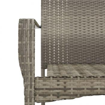 3-tlg. Garten-Essgruppe mit Kissen Grau Poly Rattan