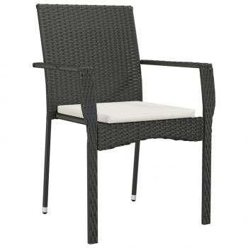 5-tlg. Garten-Essgruppe mit Kissen Schwarz Poly Rattan