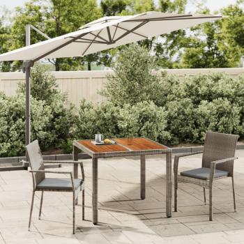 ARDEBO.de - 3-tlg. Garten-Essgruppe mit Kissen Grau Poly Rattan