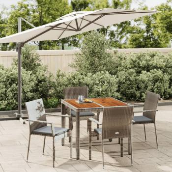 ARDEBO.de - 5-tlg. Garten-Essgruppe mit Kissen Grau Poly Rattan