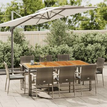 ARDEBO.de - 9-tlg. Garten-Essgruppe mit Kissen Grau Poly Rattan