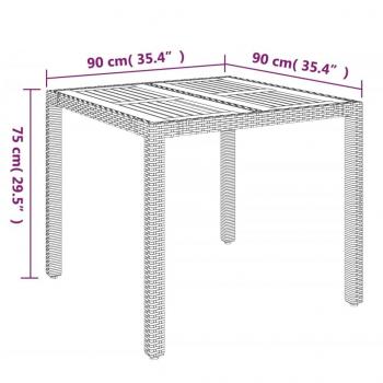 3-tlg. Garten-Essgruppe mit Kissen Grau Poly Rattan