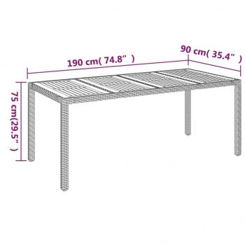 9-tlg. Garten-Essgruppe mit Kissen Grau Poly Rattan