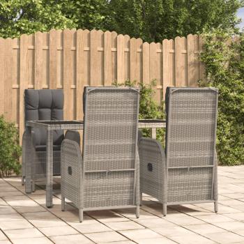 ARDEBO.de - 5-tlg. Garten-Essgruppe mit Kissen Grau Poly Rattan