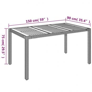 5-tlg. Garten-Essgruppe mit Kissen Grau Poly Rattan