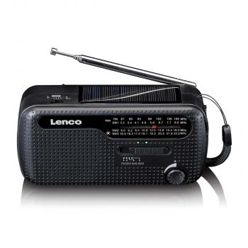 Portable wind-up emergency radio flashlight and power bank in one - Black