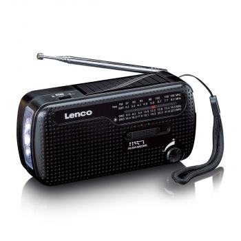 Portable wind-up emergency radio flashlight and power bank in one - Black