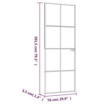 Innentür Schwarz 76x201,5 cm Hartglas & Aluminium Schlank