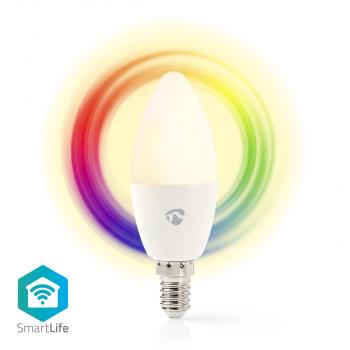 ARDEBO.de - SmartLife Vollfärbige LED-Lampe | Wi-Fi | E14 | 470 lm | 4.9 W | RGB / Warm bis kühlen weiß | 2700 - 6500 K | Android? / IOS | Kerze | 1 Stück