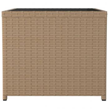 Beistelltisch mit Glasplatte Beige Poly Rattan & Hartglas