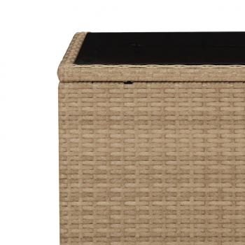 Beistelltisch mit Glasplatte Beige Poly Rattan & Hartglas