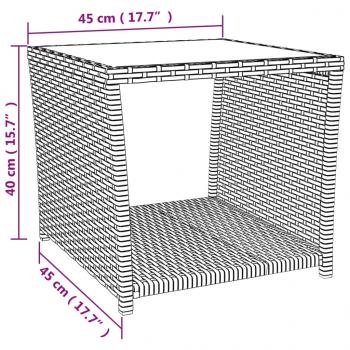 Beistelltisch mit Glasplatte Beige Poly Rattan & Hartglas